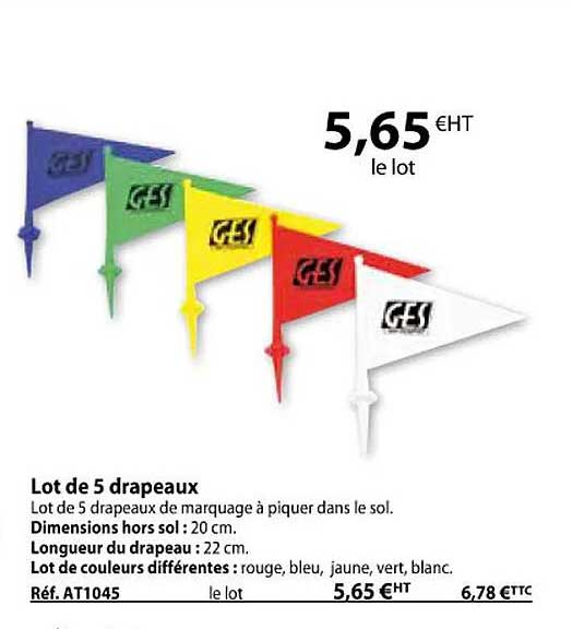 lot de 5 drapeaux