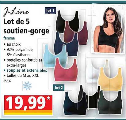 lot de 5 soutien-gorge femme j-line