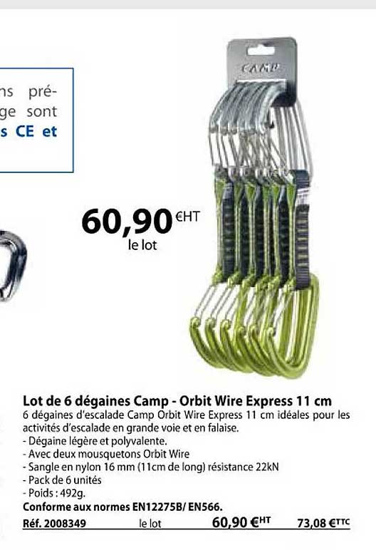 lot de 6 dégaines camp - orbit wire express 11 cm