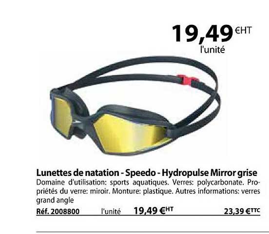 lunettes de natation - speedo - hydropulse mirror grise