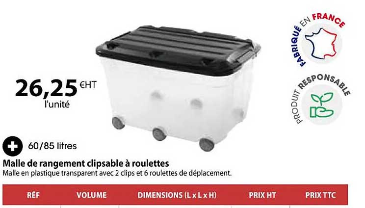 Malle De Rangement Clipsable à Roulettes