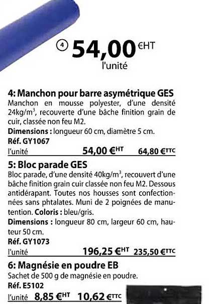 manchon pour barre asymétrique ges