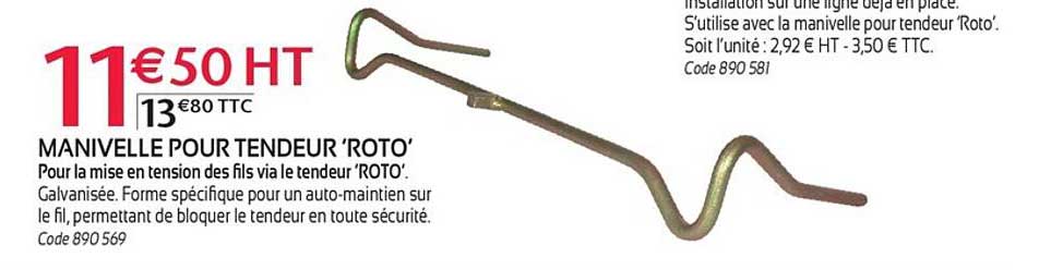 manivelle pour tendeur 'roto'