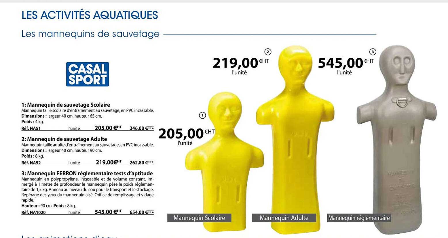 mannequin de sauvetage scolaire, mannequin de sauvetage adulte, mannequin ferron réglementaire tests d'aptitude