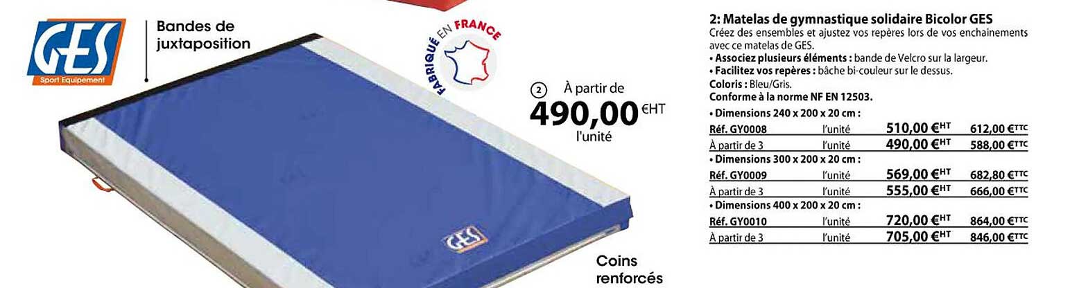 Matelas De Gymnastique Solidaire Bicolor Ges