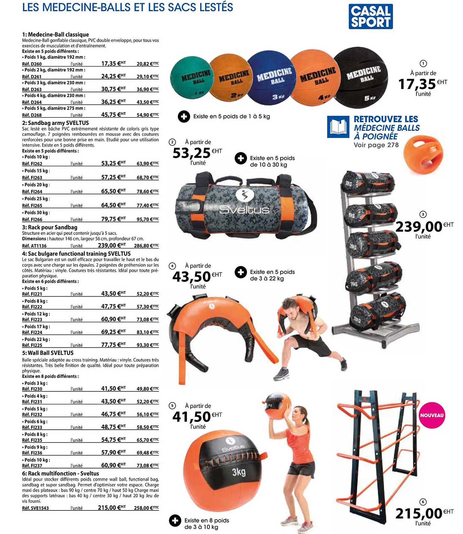 medecine-ball classique, sandbag army sveltus, rack pour sandbag, sac bulgare functional training sveltus, wall ball sveltus, rack multifonction - sveltus