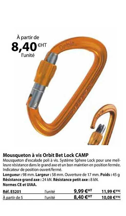 mousqueton à vis orbit bet lock camp
