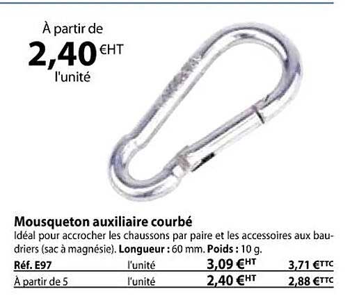 mousqueton auxiliaire courbé