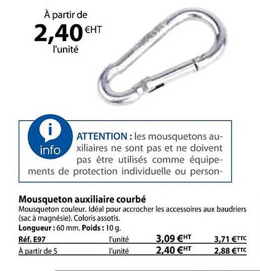 Mousqueton Auxiliaire Courbé
