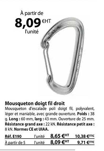 mousqueton doigt fil droit