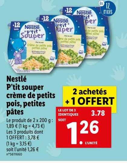 Nestlé P'tit Souper Crème De Petits Pois, Petites Pâtes