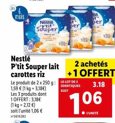nestlé p'tit souper lait carottes riz
