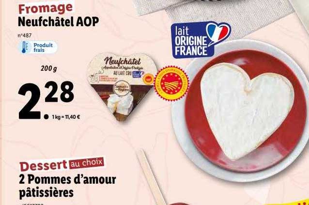 neufchâtel aop, 2 pommes d'amour pâtissières