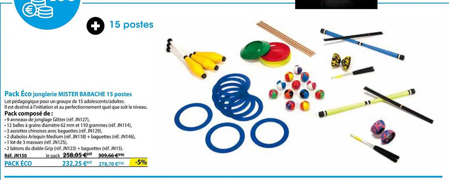 pack éco jonglerie mister babache 15 postes