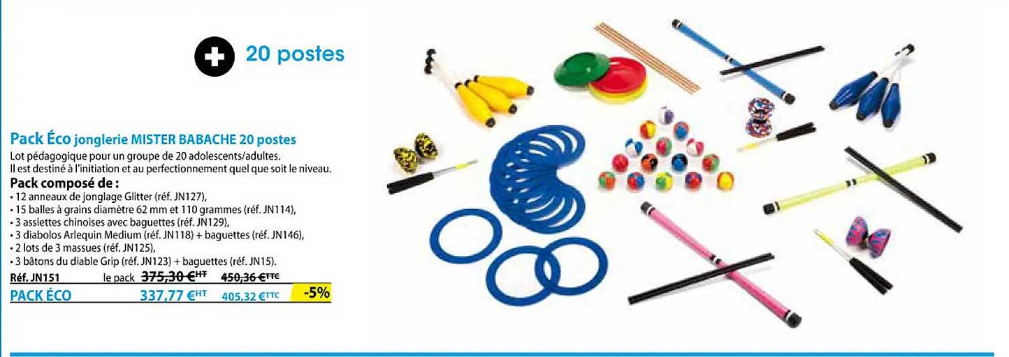pack éco jonglerie mister babache 20 postes