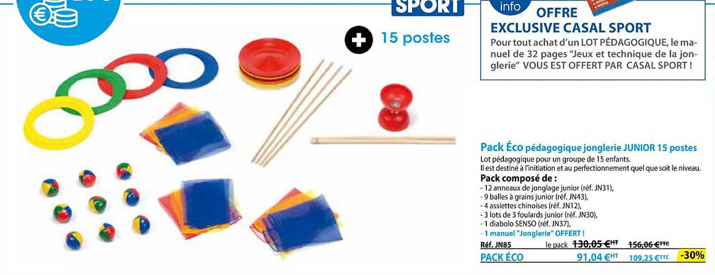 pack éco pédagogique jonglerie junior 15 postes