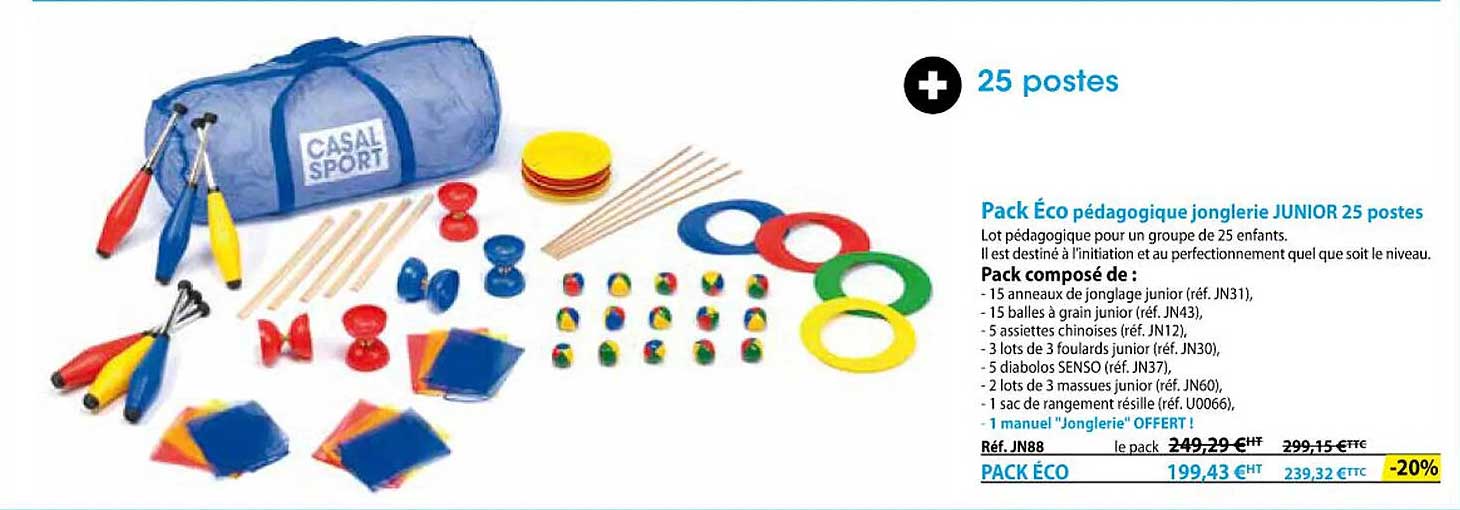 pack éco pédagogique jonglerie junior 25 postes
