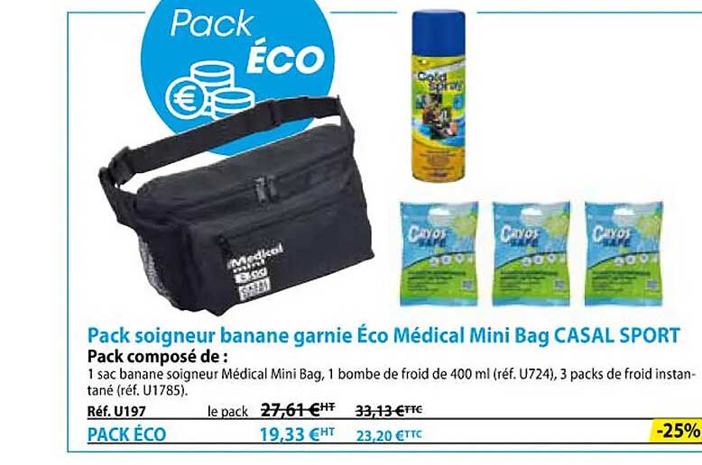 pack soigneur banane garnie éco médical mini bag casal sport