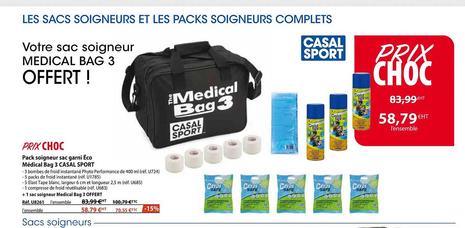 pack soigneur sac garni éco médical bag 3 casal sport