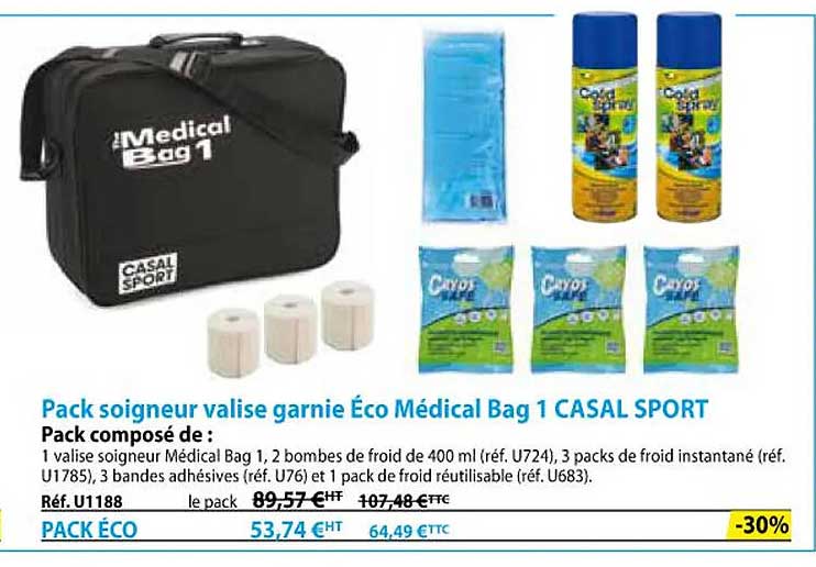 pack soigneur valise garnie éco médical bag 1 casal sport