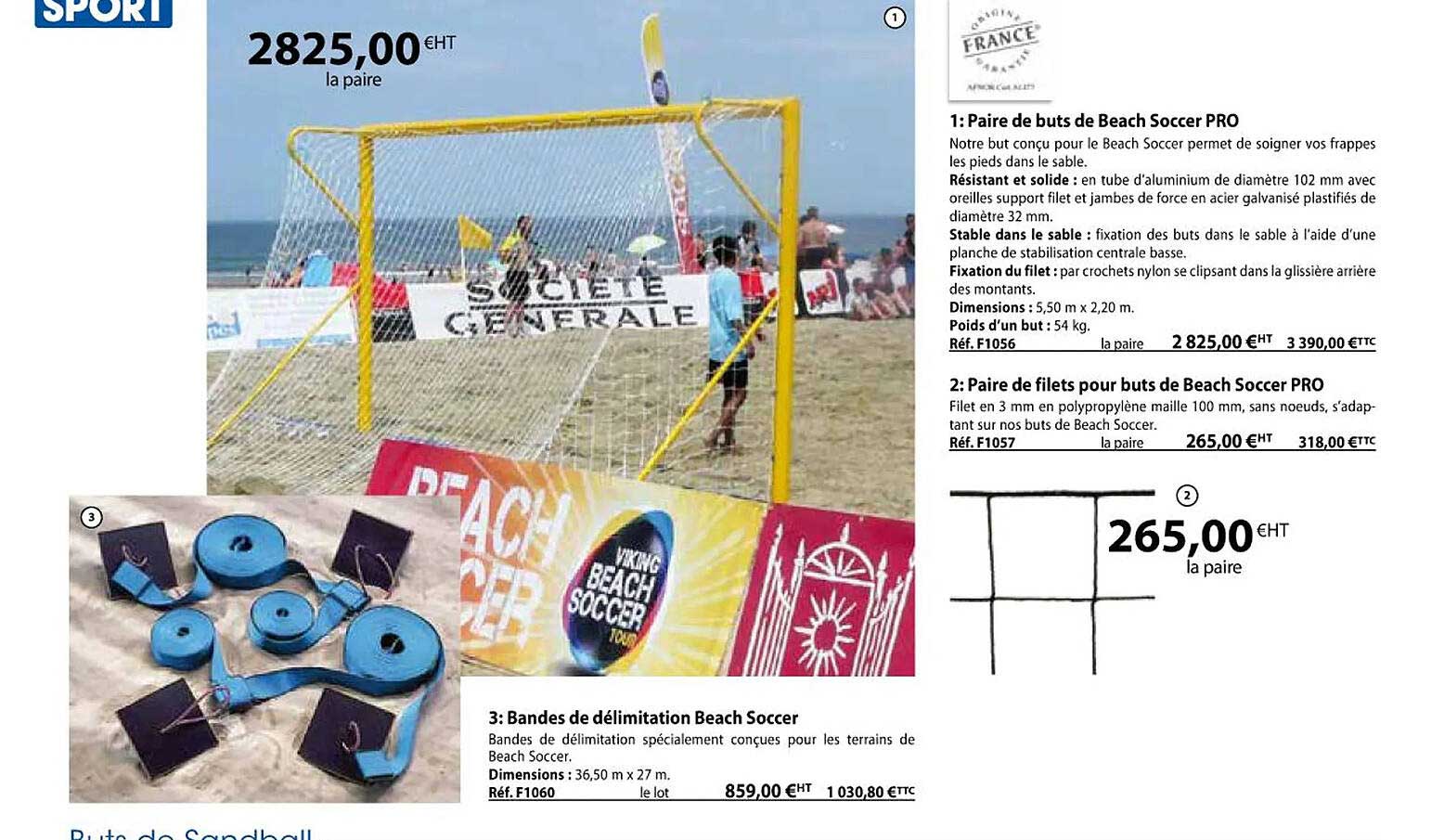 paire de buts de beach soccer pro, paire de filets pour buts de beach soccer pro