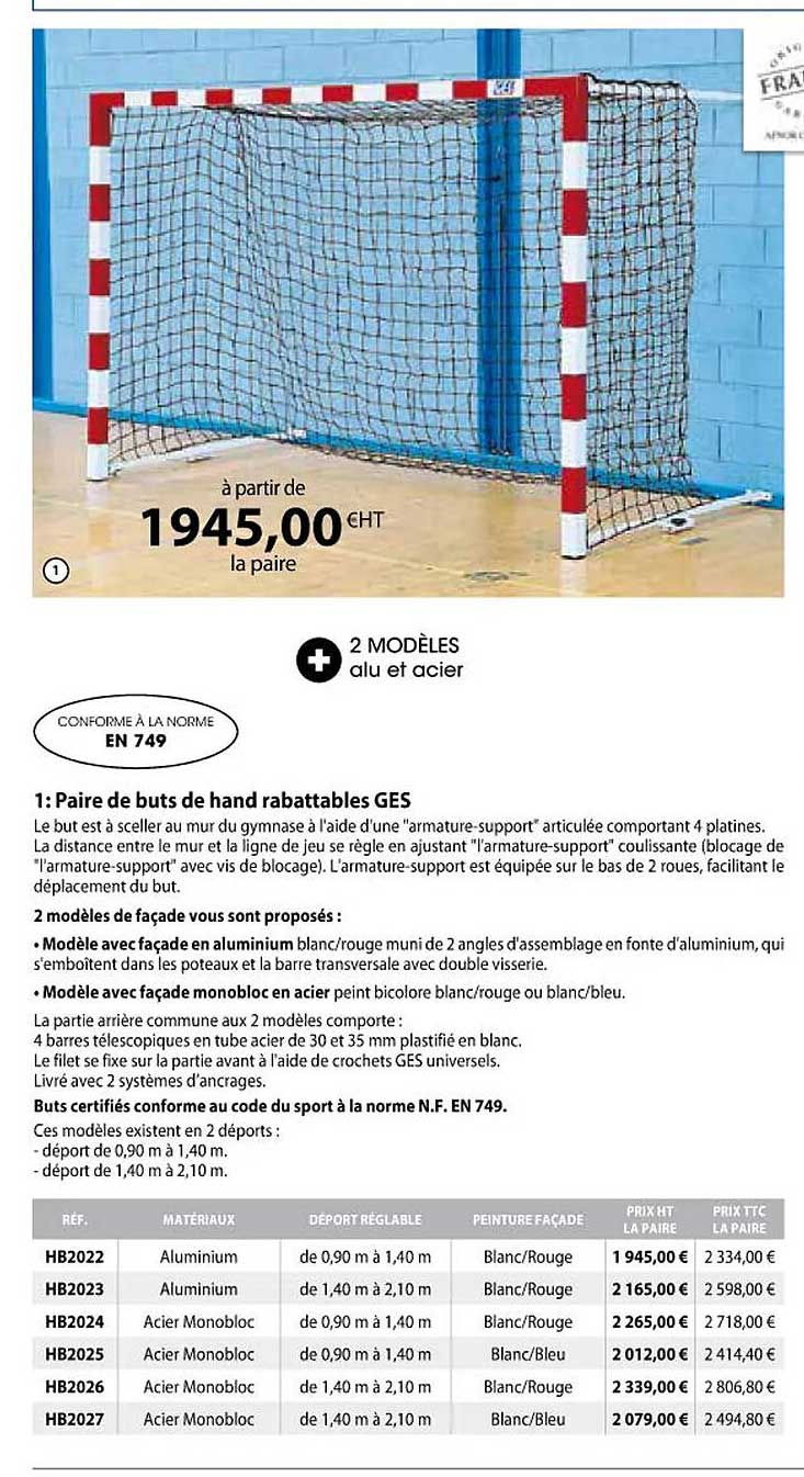 paire de buts de hand rabattables ges