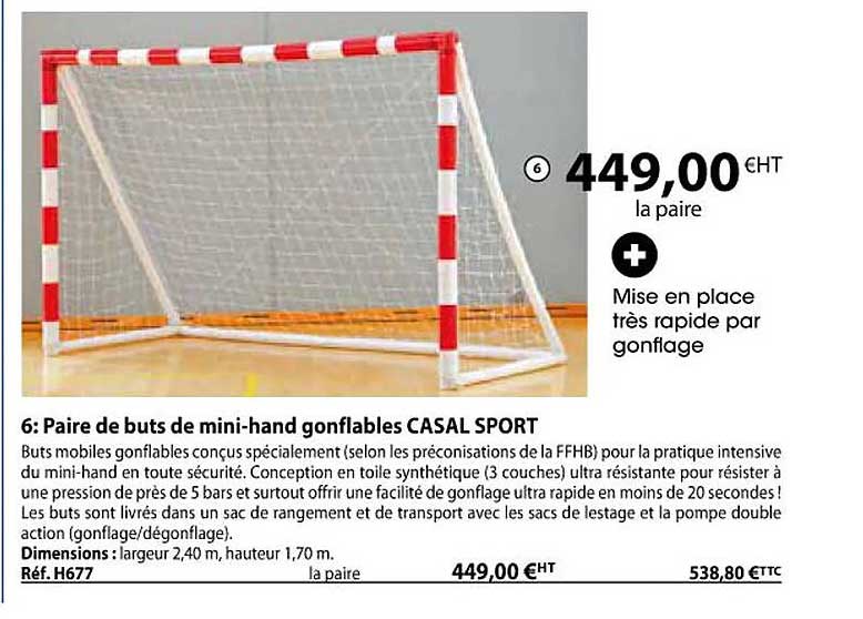 paire de buts de mini-hand gonflables casal sport