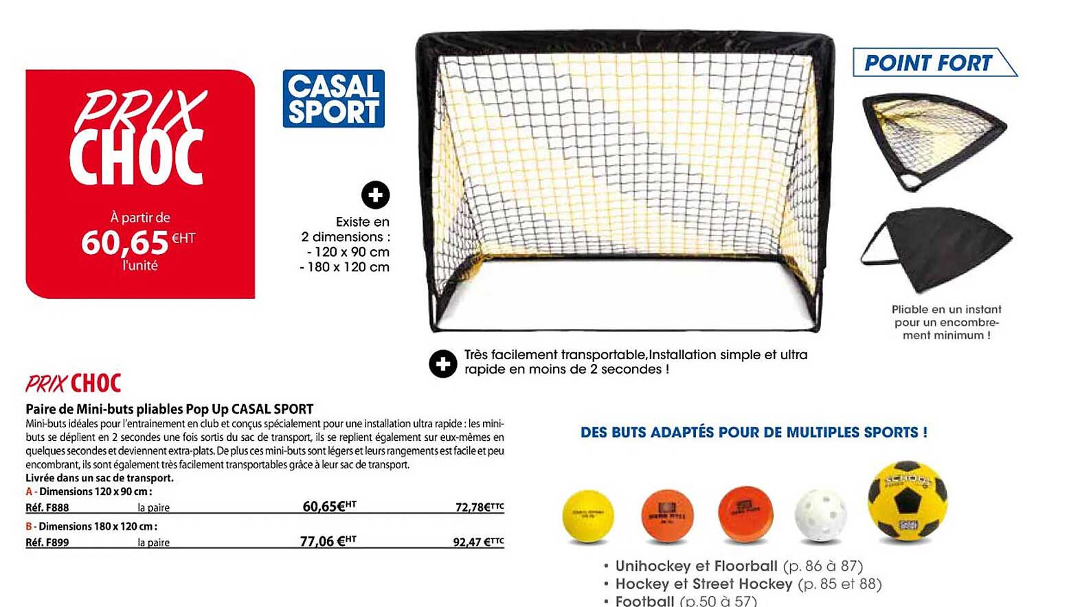 paire de mini-buts pliables pop up casal sport