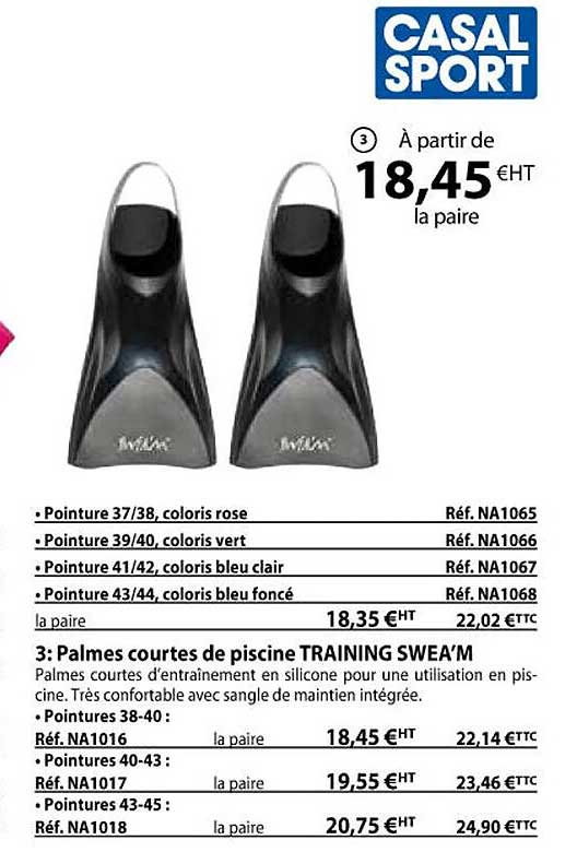 palmes courtes de piscine training swea'm