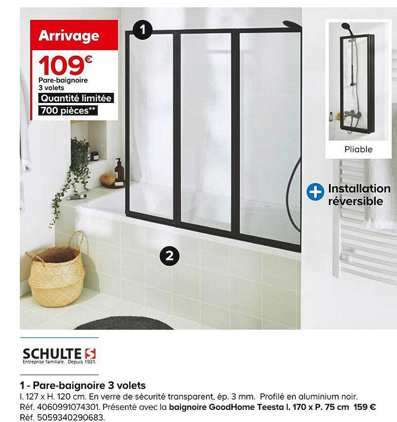 pare-baignoire 3 volets schultes