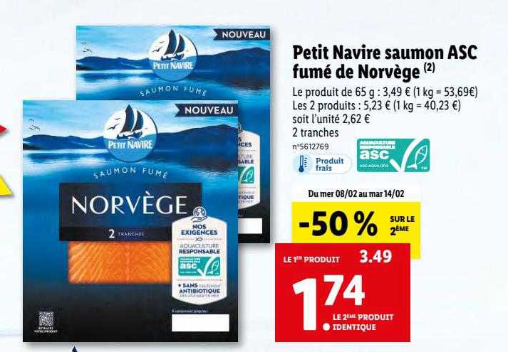 Petit Navire Saumon Asc Fumé De Norvège