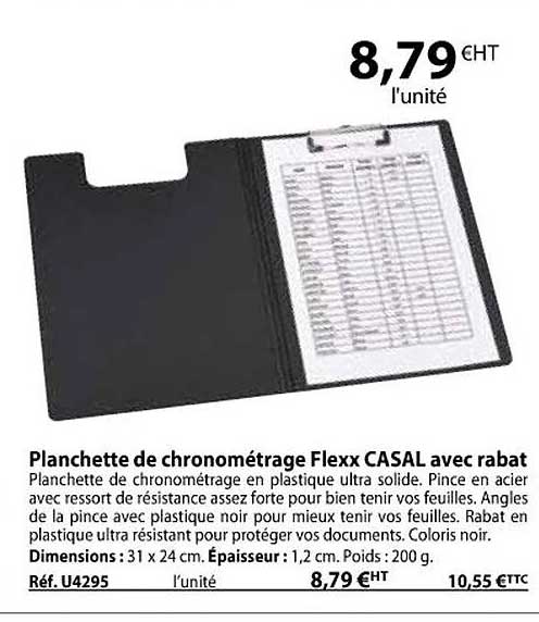 planchette de chronométrage flexx casal avec rabat