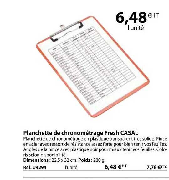 planchette de chronométrage fresh casal