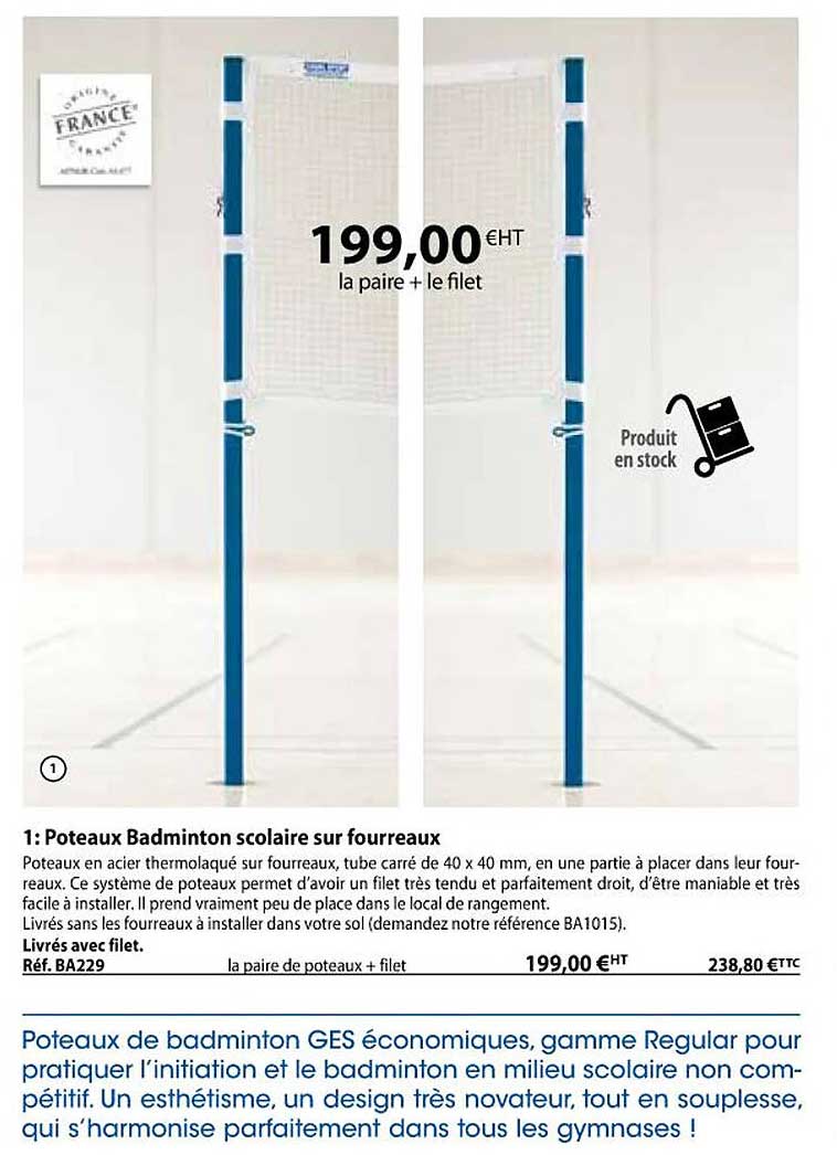 poteaux badminton scolaire sur fourreaux