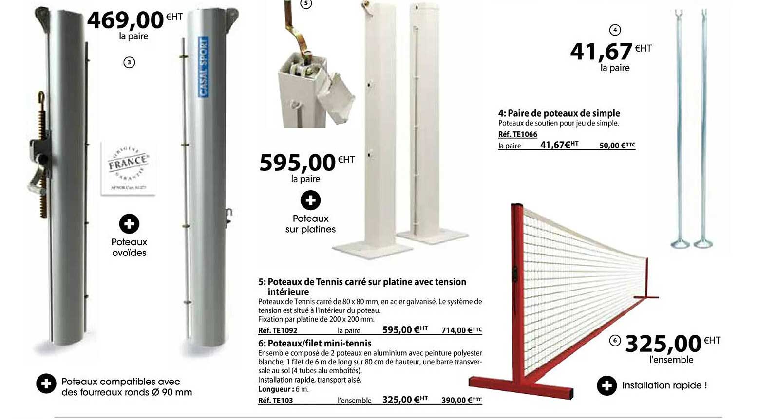 poteaux de tennis carré sur platine avec tension intérieure, poteaux-filet mini-tennis, paire de poteaux de simple