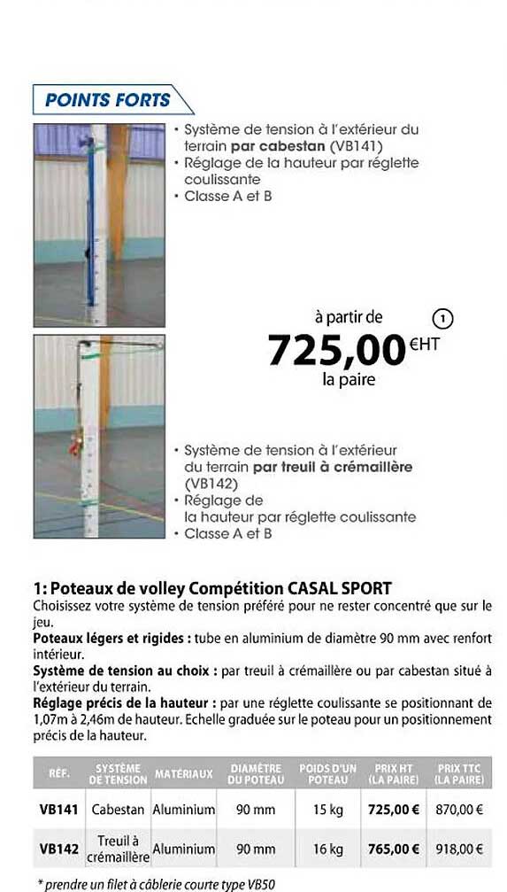 poteaux de volley compétition casal sport