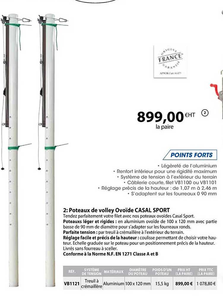 poteaux de volley ovoïde casal sport