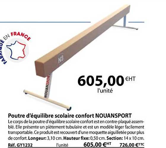 poutre d'équilibre scolaire confrot nouansport