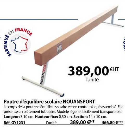 poutre d'équilibre scolaire nouansport