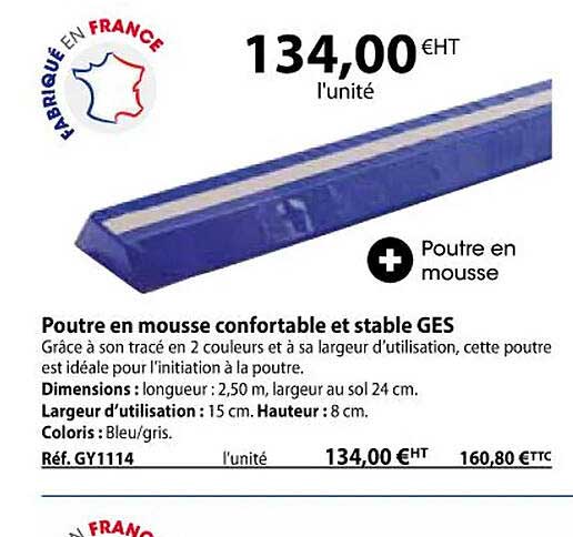 poutre en mousse confortable et stable ges