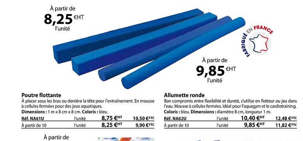 poutre flottante, allumette ronde