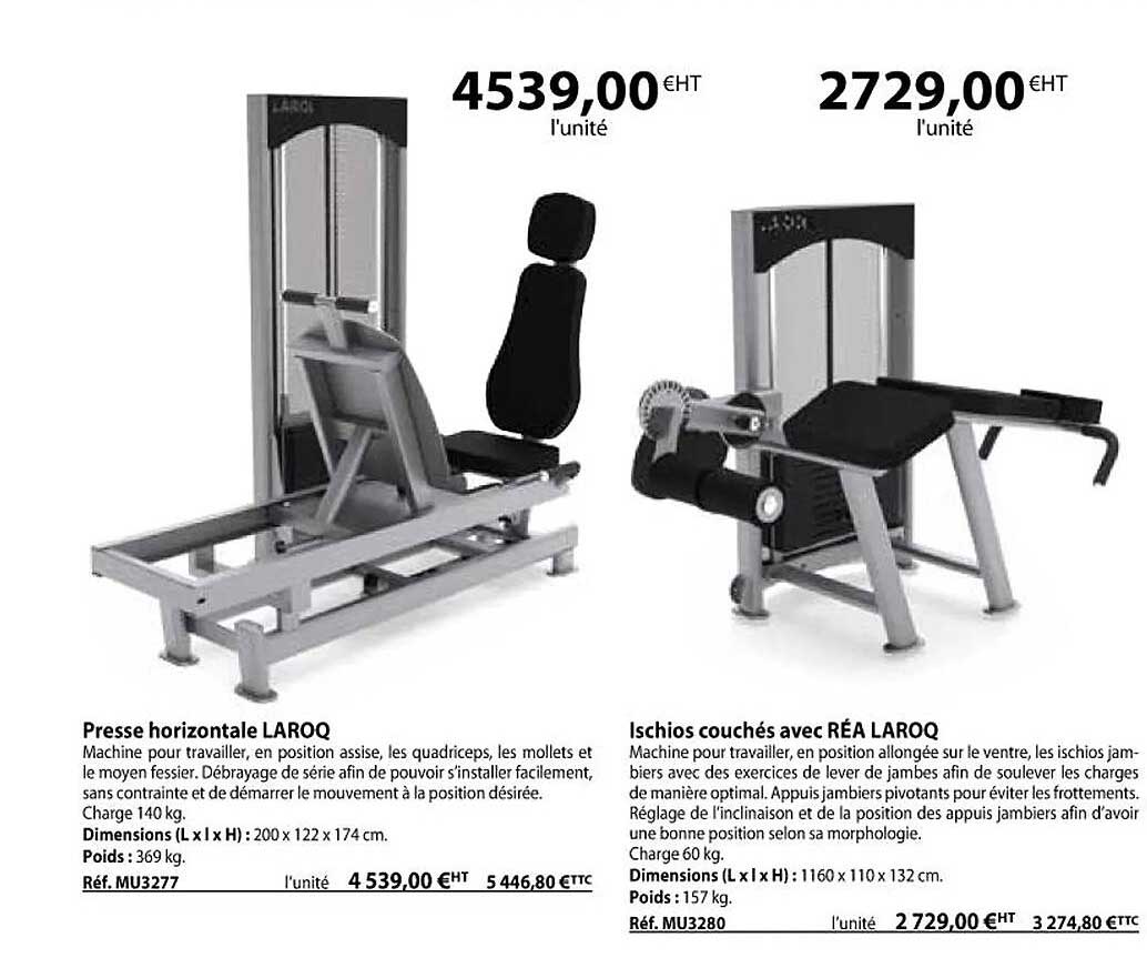 presse horizontale laroq, ischios couchés avec réa laroq