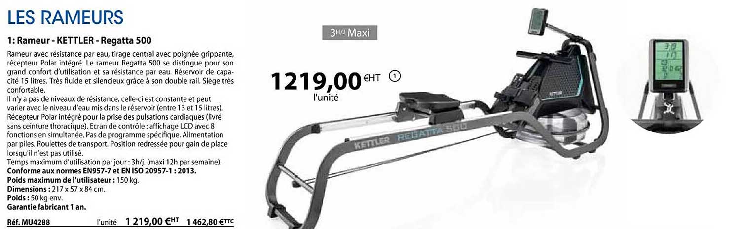 rameur - kettler - regatta 500