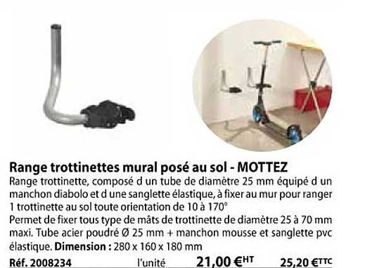 range trottinettes mural posé au sol - mottez