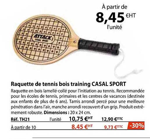 raquette de tennis bois training casal sport