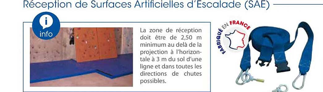 réception de surfaces artificielles d'escalade