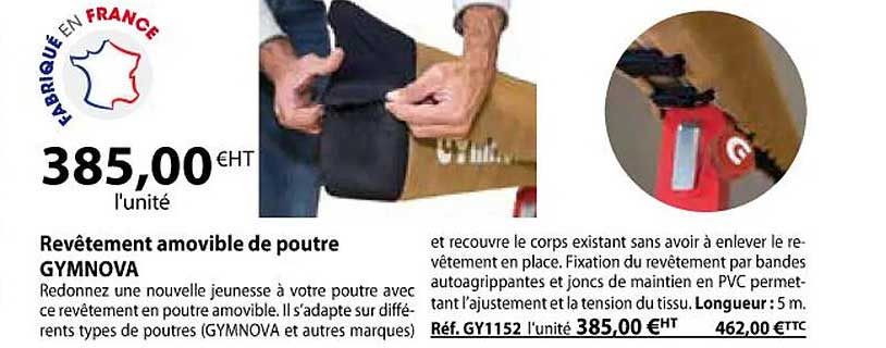 revêtement amovible de poutre gymnova