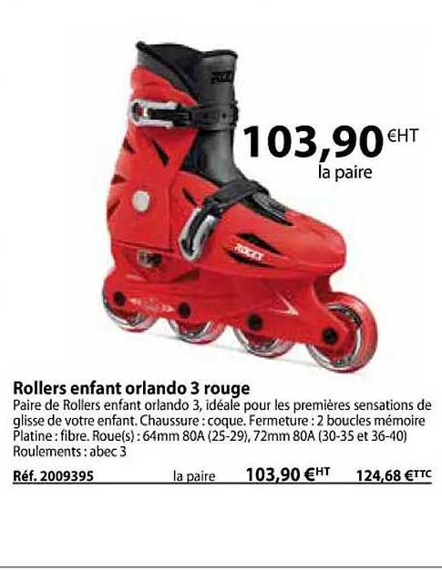 rollers enfant orlando 3 rouge
