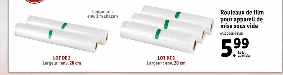 rouleaux de film pour appareil de mise sous vide