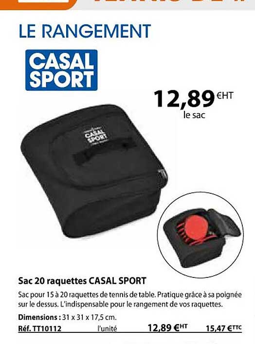 sac 20 raquettes casal sport